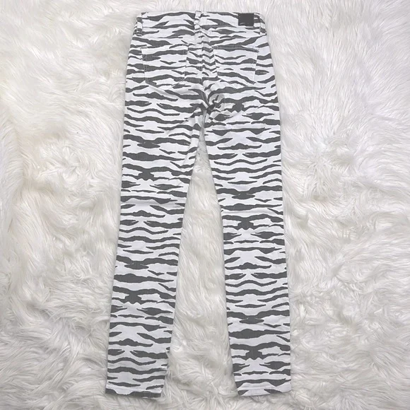 GUESS Brittney Skinny Ankle Jeans Zebra grey and white size 25 - Picture 9 of 10